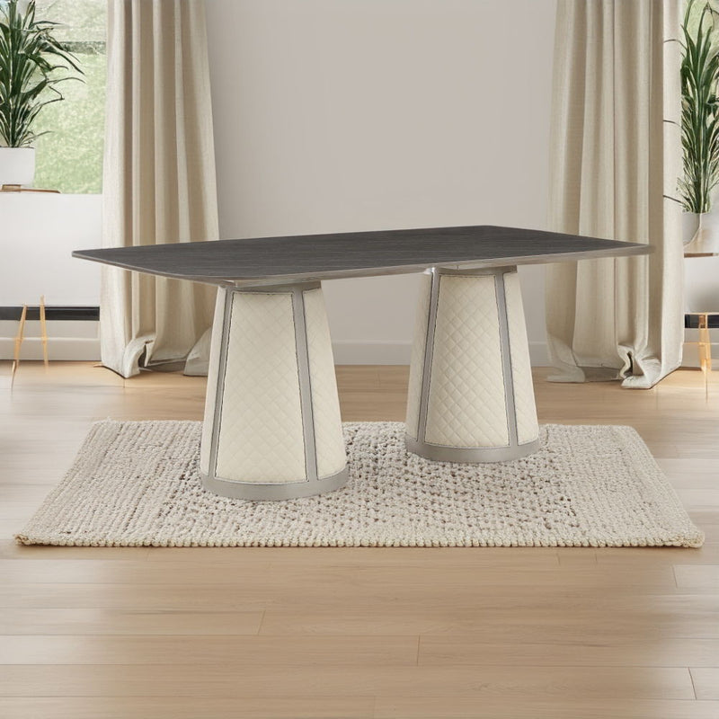 Kasa - Dining Table - Sintered Stone Top & Champagne