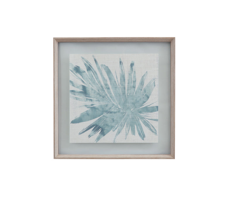 Burlap Ocean Palm II Framed Print - Light Blue