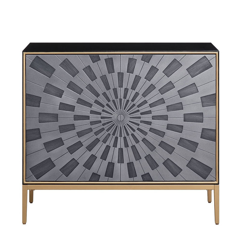 Quilla - Console Cabinet - Black, Gray & Brass