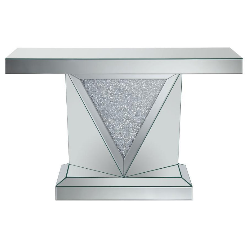 Amore - Mirrored Acrylic Entryway Sofa Console Table - Silver