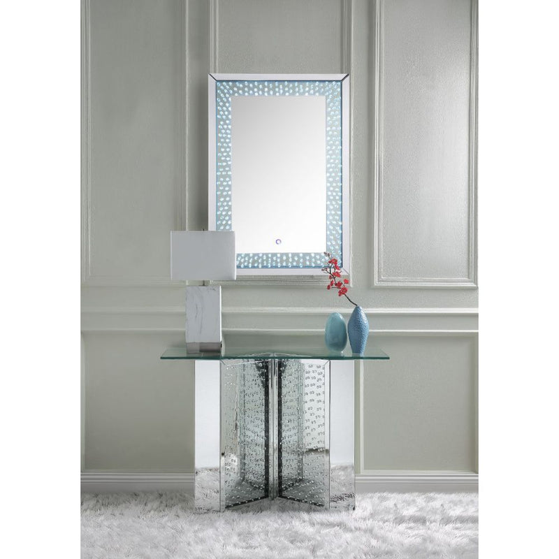 Nysa - 45" X 32" Console Table - Mirrored & Faux Crystals