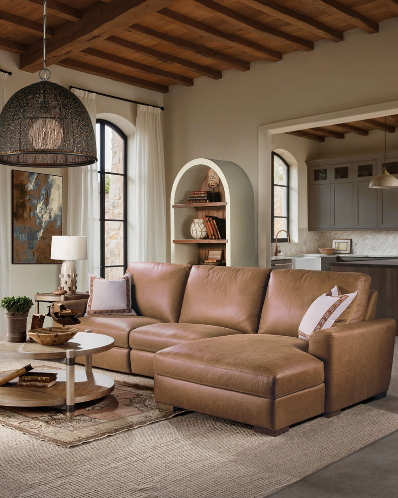 MS - Optimus Three-Seat Power Sectional - Light Brown