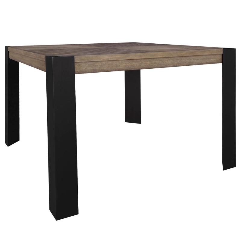 Cedar Fork - Square Counter Table With 4 Counter Stools - Smoked Arabica