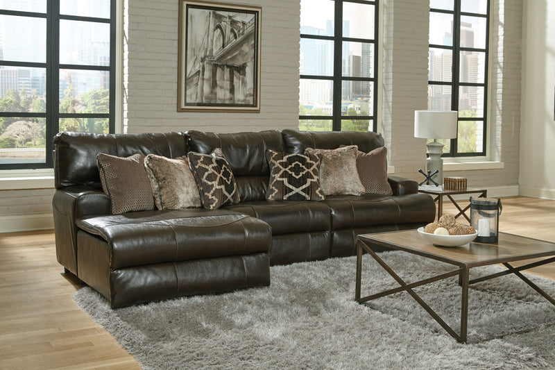 Como - 3 Piece Italian Leather Match Reclining Sectional