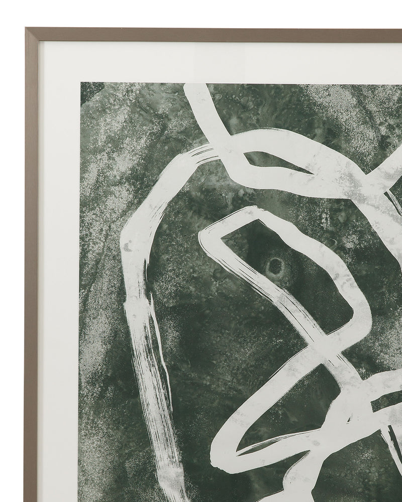 Chalk Line II Framed Print - Green / White