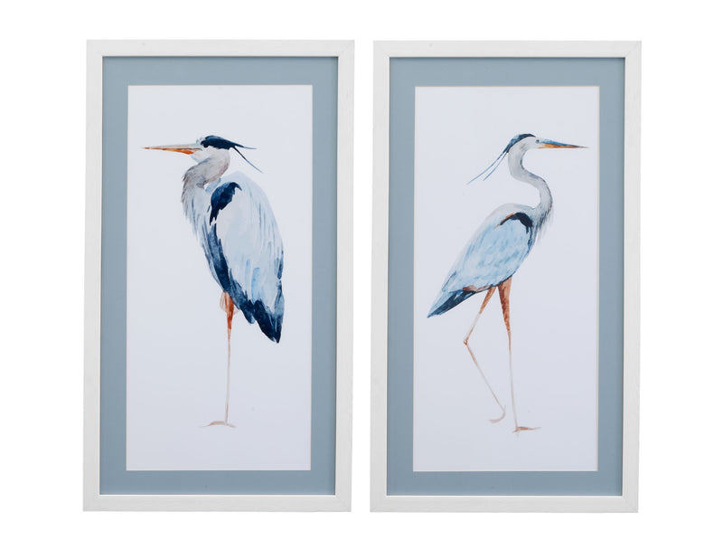 Heron III Framed Print - White