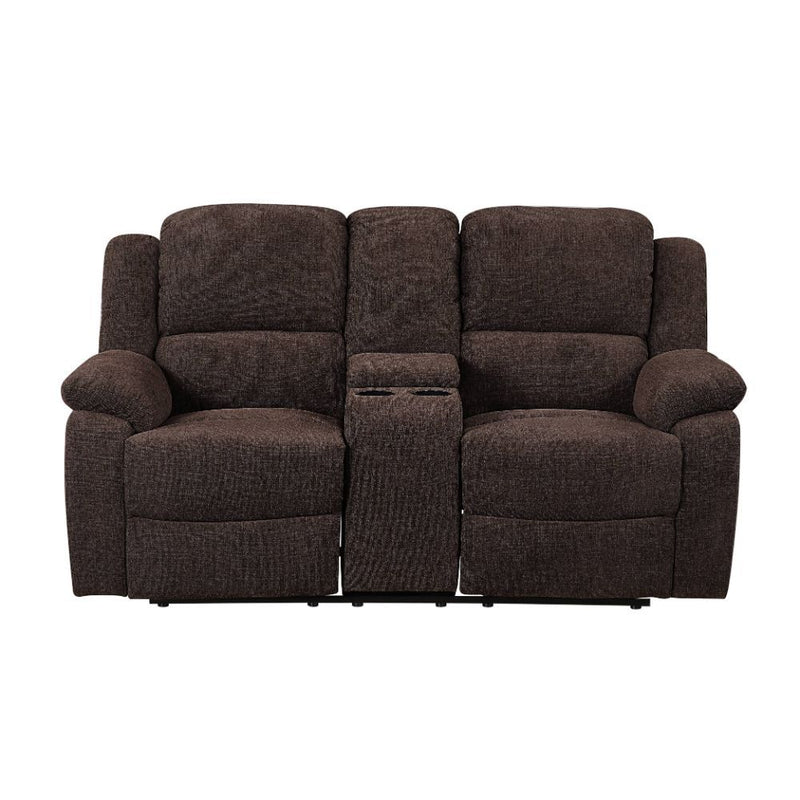 Madden - Motion Loveseat With Console - Brown Chenille