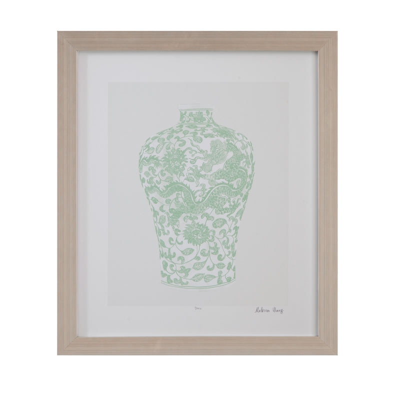 Mint Vases III Framed Print - Green / Beige