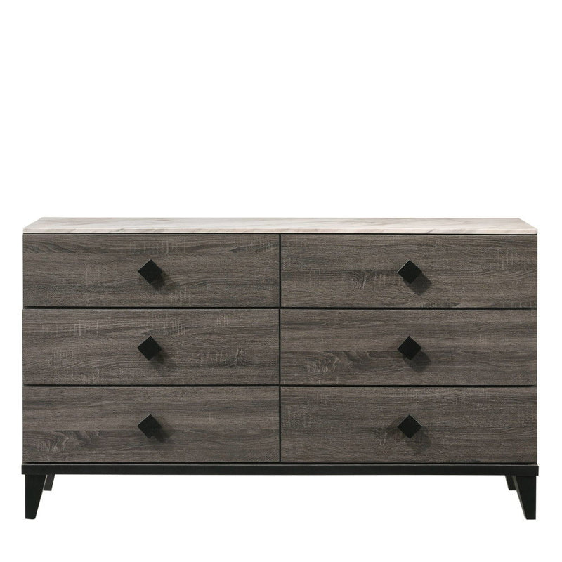 Avantika - Dresser - Faux Marble Top & Rustic Gray Oak