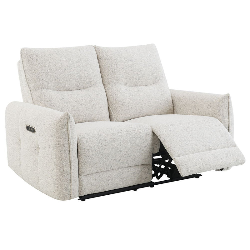 Lalisa - Power Motion Loveseat With USB Port - Cream Chenille