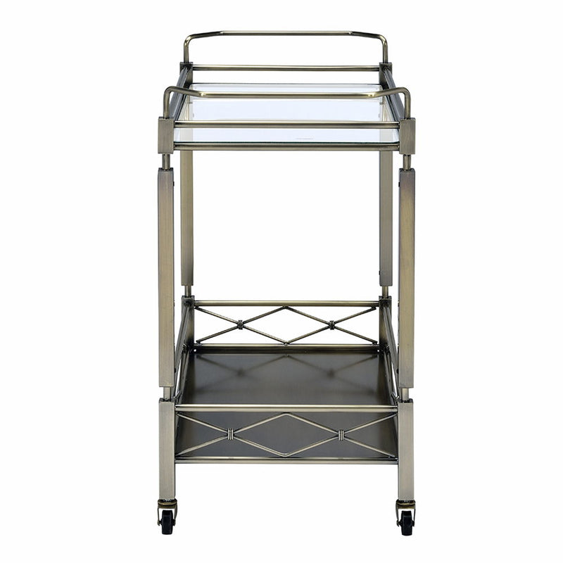 Matiesen - Serving Cart - Clear Glass & Antique Gold