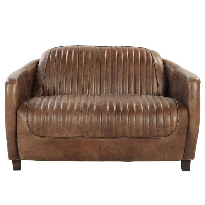 Brancaster - Loveseat - Retro Brown Top Grain Leather & Aluminum