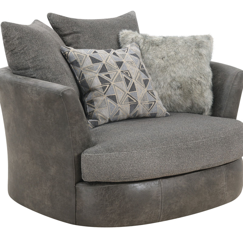Berlin - Swivel Chair - Gray Herringbone & Sanded Microfiber