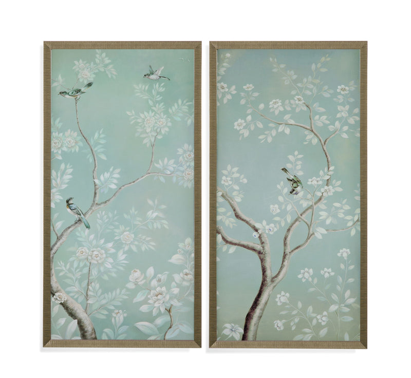 Birds And Flowers I Framed Print - Light Blue