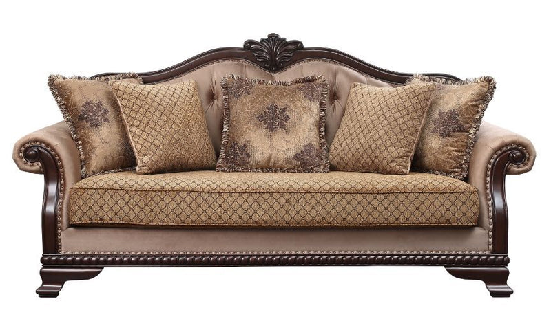 Chateau De Ville - Sofa With 5 Pillows (Same Lv01588) - Fabric & Espresso