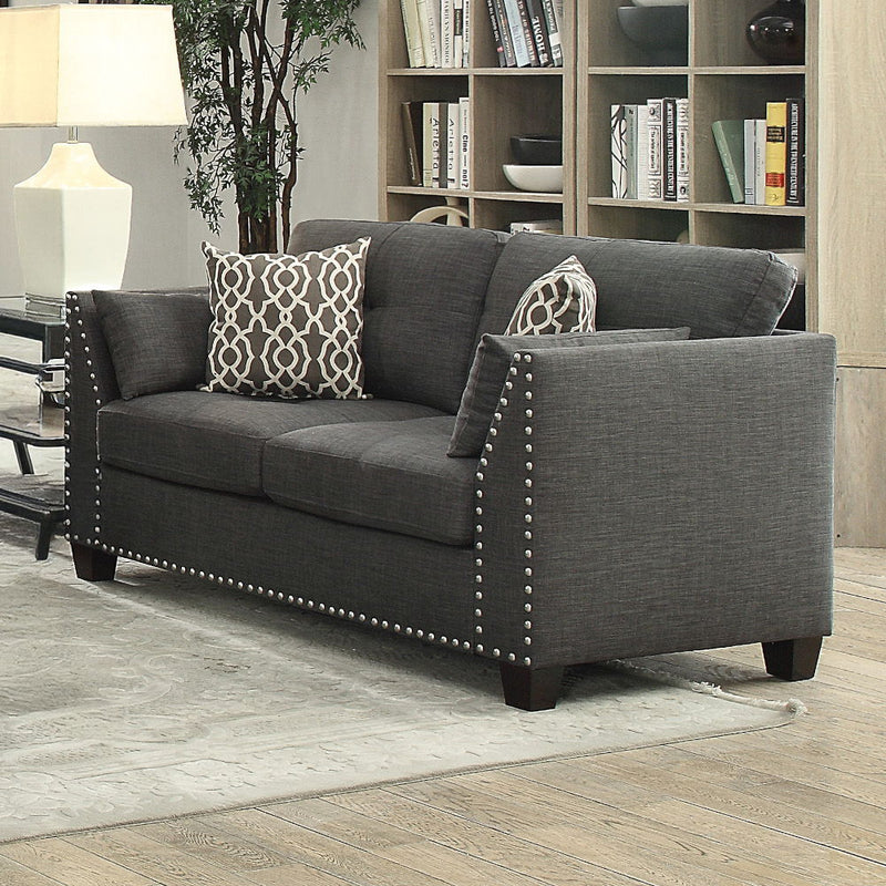 Laurissa - Loveseat With 4 Pillows - Light Charcoal Linen