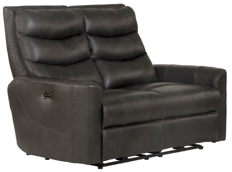 Bosa - Leather Power Reclining Loveseat - Charcoal