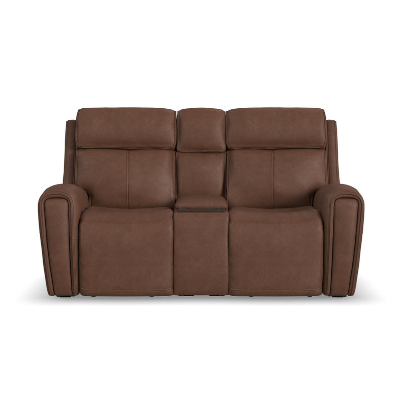 Warren - Power Reclining Loveseat With Console, Power Headrest & Lumbar - Dark Brown