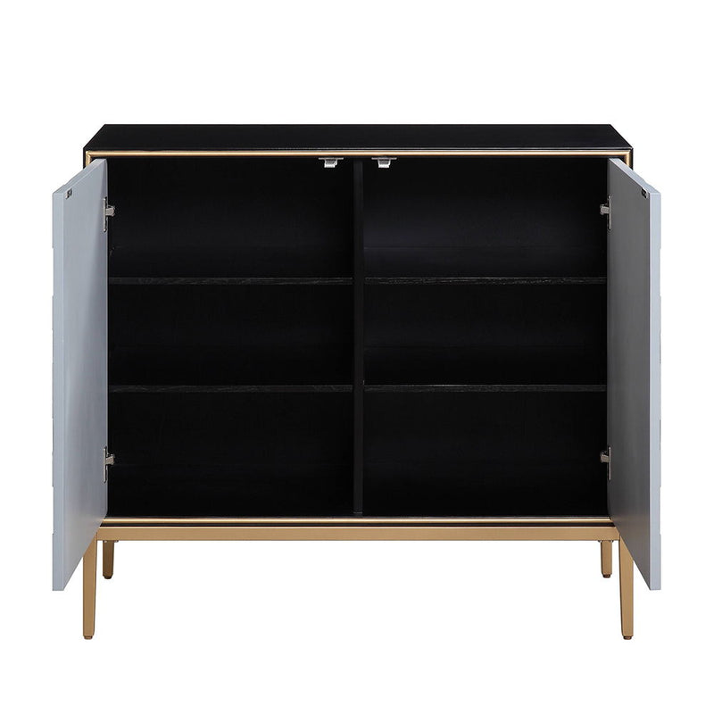Quilla - Console Cabinet - Black, Gray & Brass
