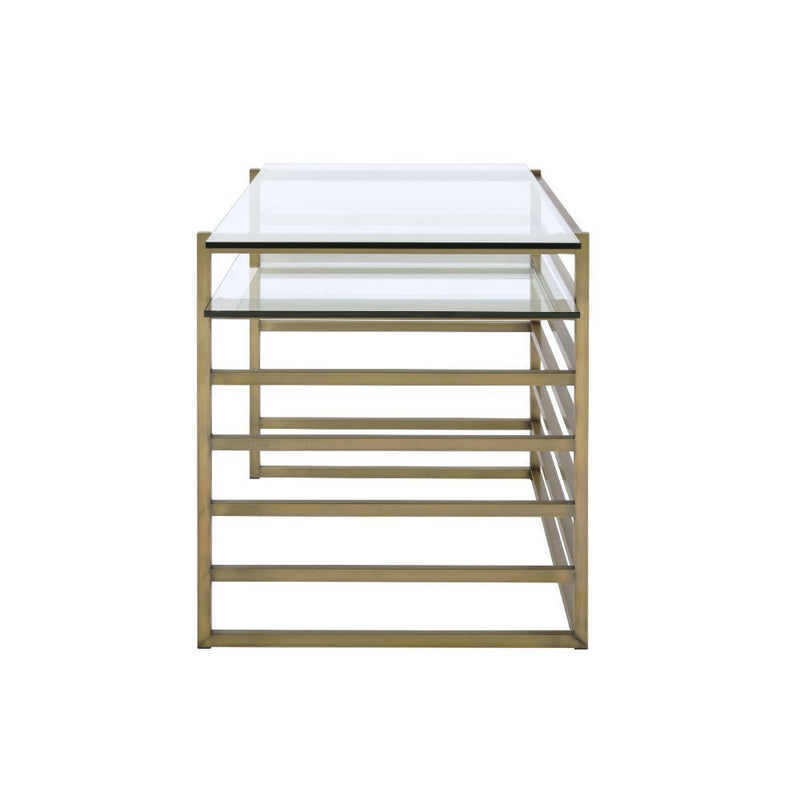 Shona - Writing Desk - Clear Glass Top & Antique Gold