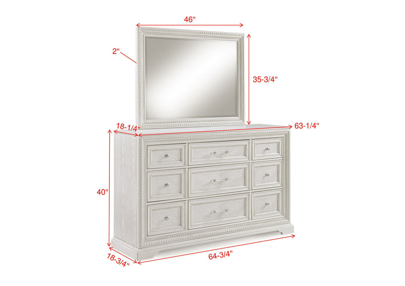 Alexandria - Dresser And Mirror - White