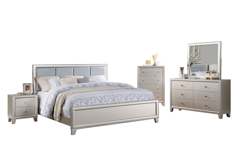 Omni - 6 Piece King Bedroom Set - Pearl Silver