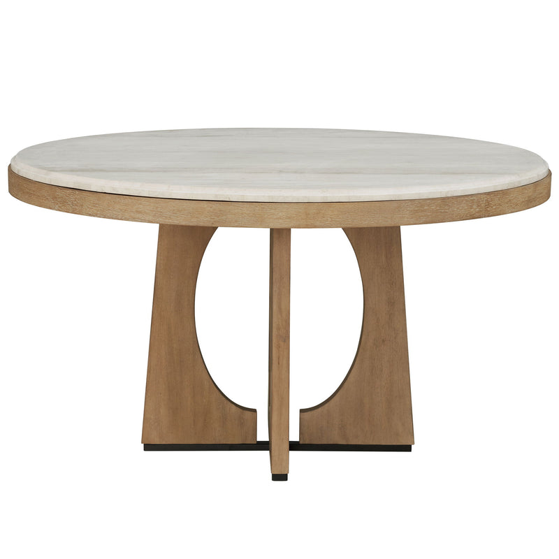 Escape - Round Dining Table - Glazed Natural Oak / Black Metal Trim