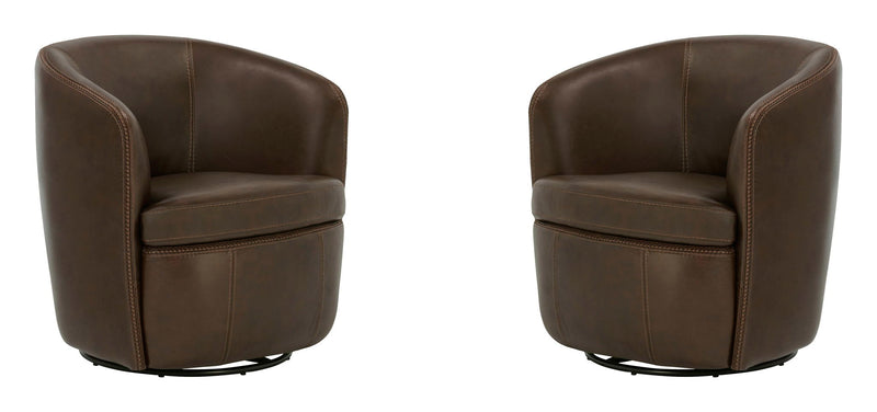 Barolo - 100% Italian Leather Swivel Club Chair (Set of 2)