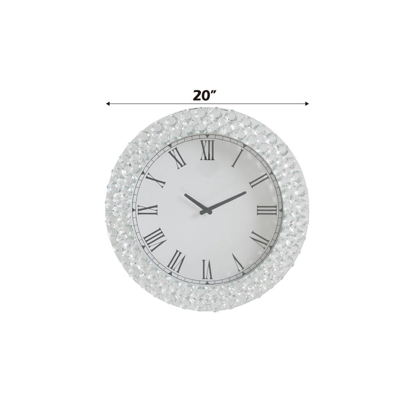 Nysa - 20" Wall Clock - Mirrored & Faux Crystals