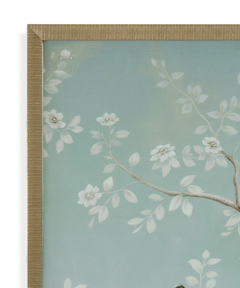 Birds And Flowers II Framed Print - Light Blue