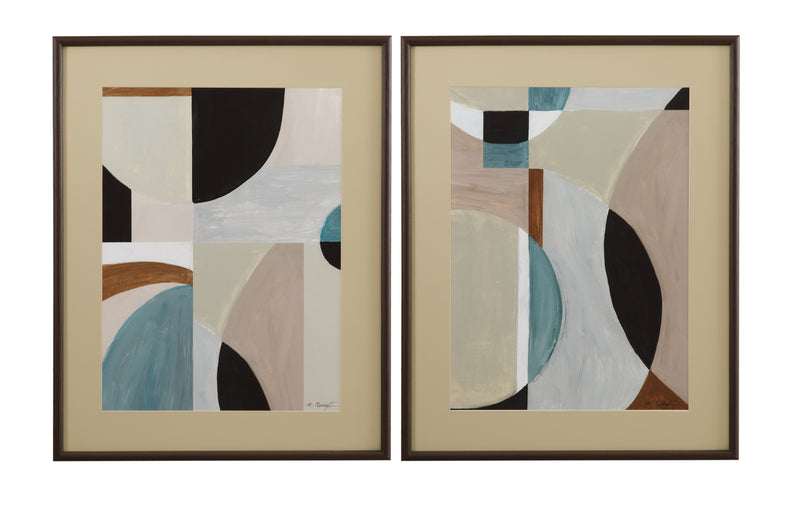 Curved Vision Shapes Framed Print - Light Brown