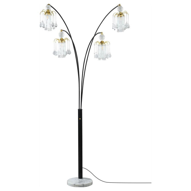 Maisel - Hanging Crystal Arc Tree Floor Lamp - Black