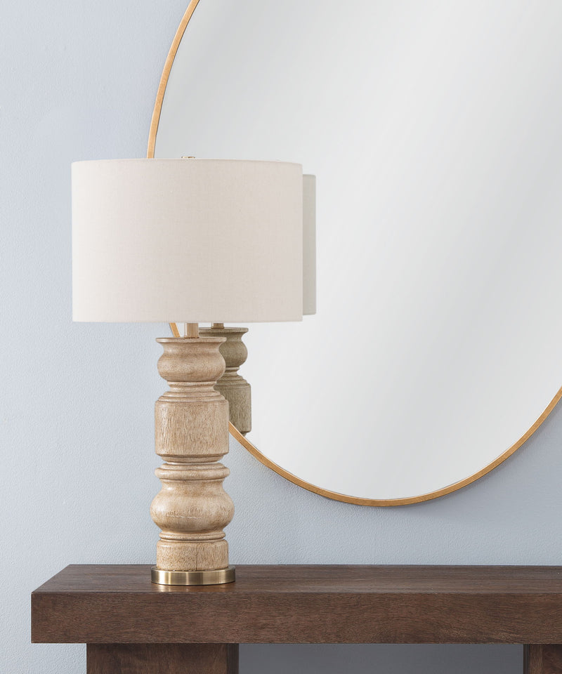 Helford - Table Lamp - Light Brown / White