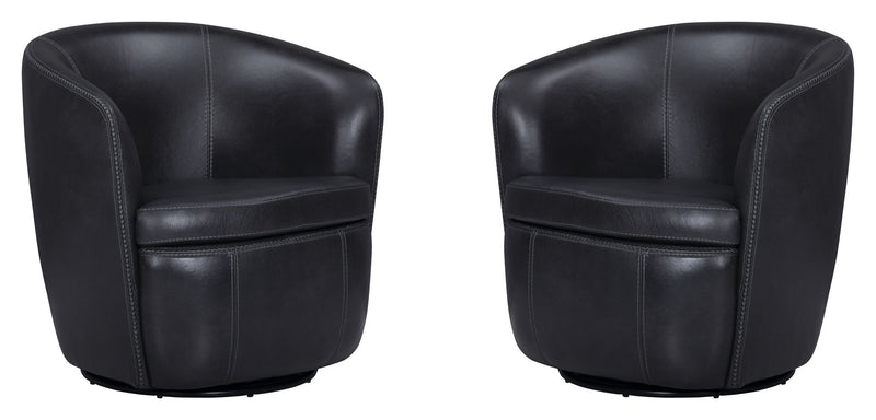 Barolo - 100% Italian Leather Swivel Club Chair (Set of 2)