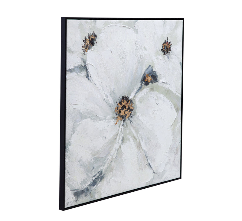 Dogwood Canvas Art - Pearl Silver