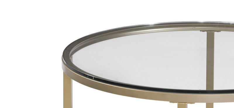 Anderson - Round Cocktail Table With Ottoman - Antique Gold