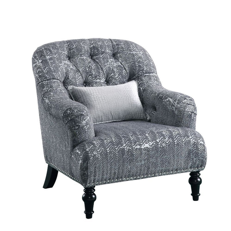 Gaura - Chair With Pillow - Dark Gray Velvet