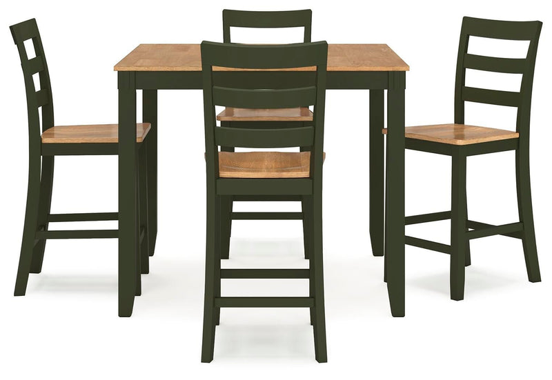 Gesthaven - Dining Room Counter Table Set (Set of 5) - Natural / Green