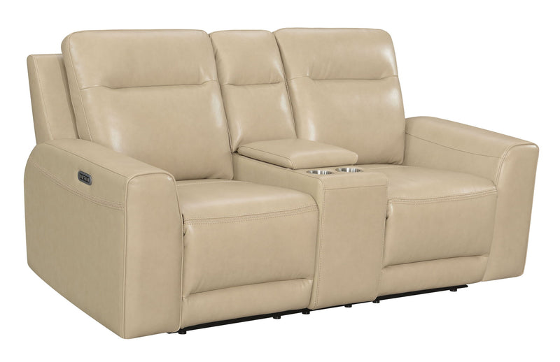 Doncella - Dual Power Loveseat With Console - Beige