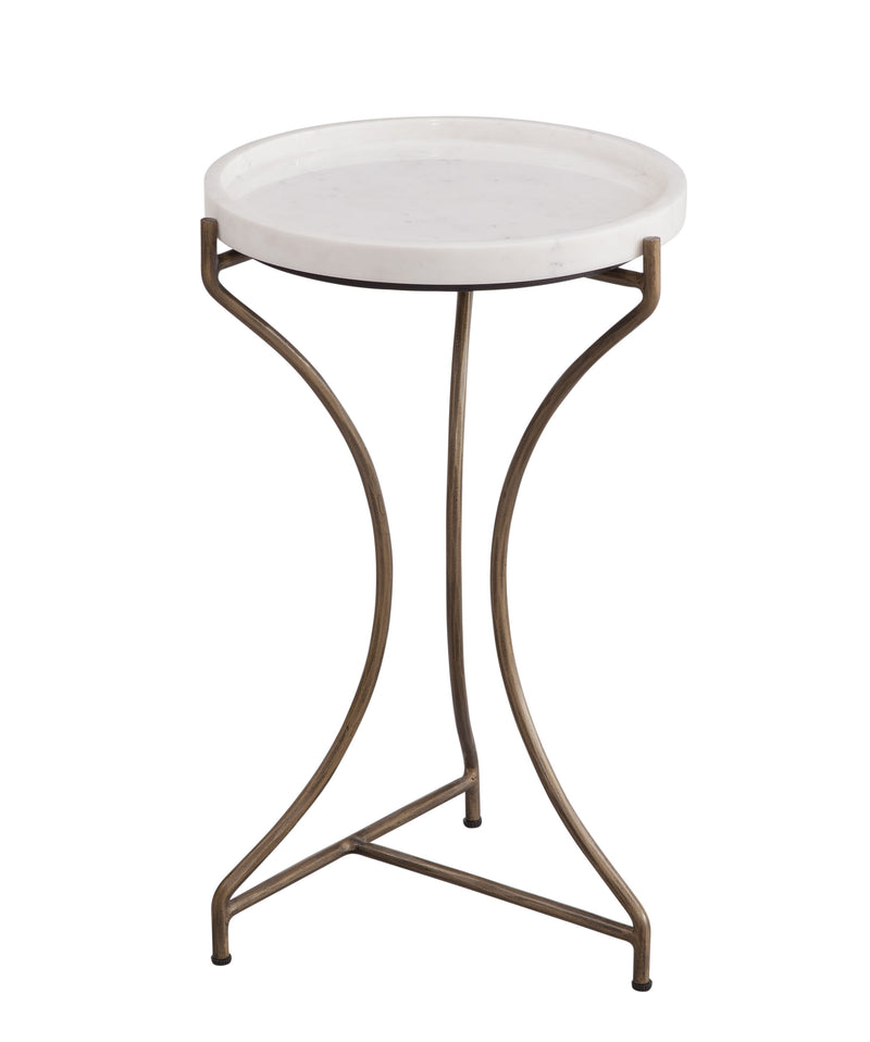 Mcgowan - Accent Table - Antique Brass / White Marble