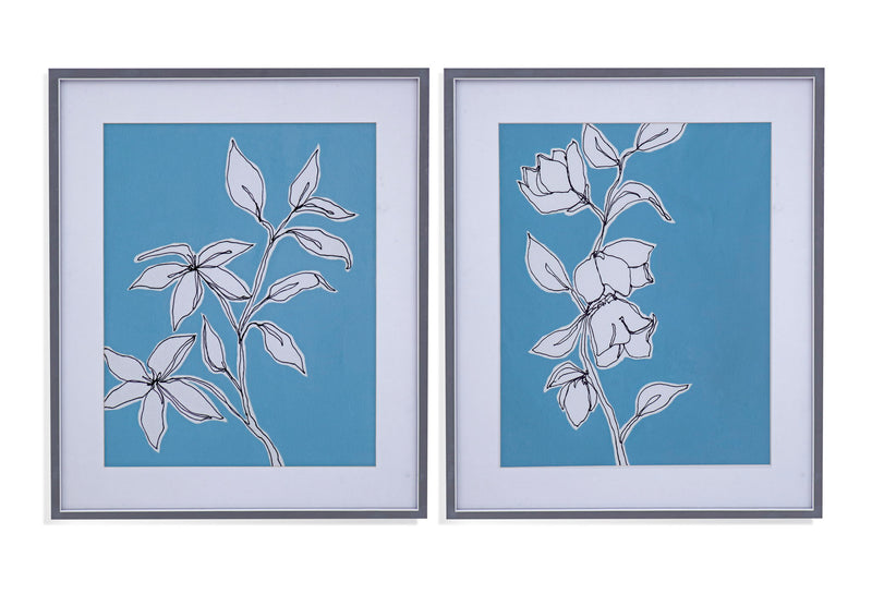Botanic Drawing II Framed Print - Blue