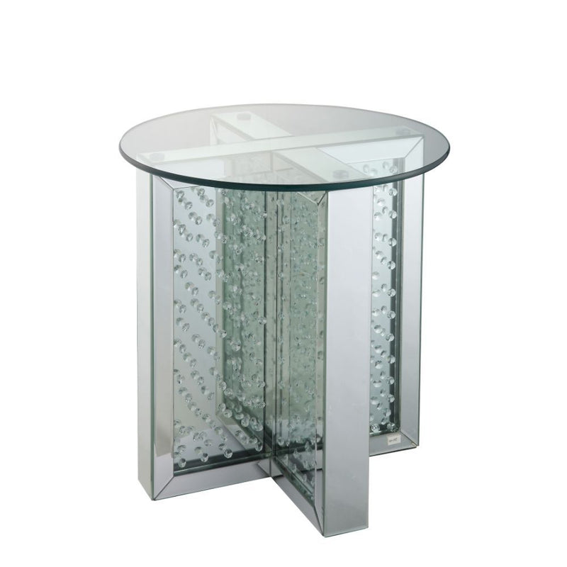 Nysa - 23" End Table - Mirrored & Faux Crystals