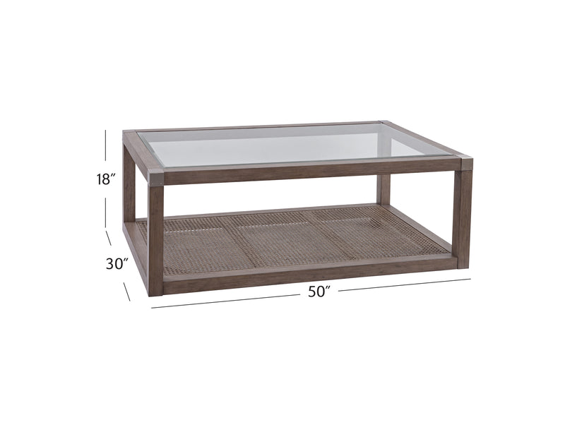 Calum - Cocktail Table - Driftwood Gray / Cane / Brushed Nickel