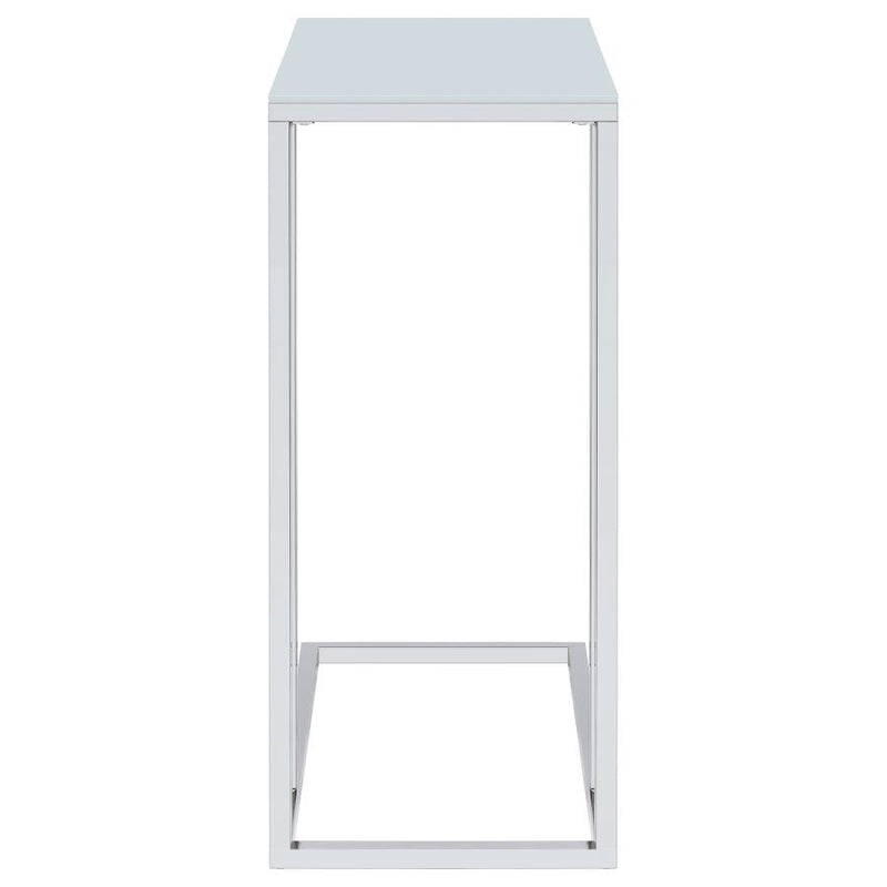 Stella - Glass Top C-Shaped Sofa Side Table - Chrome