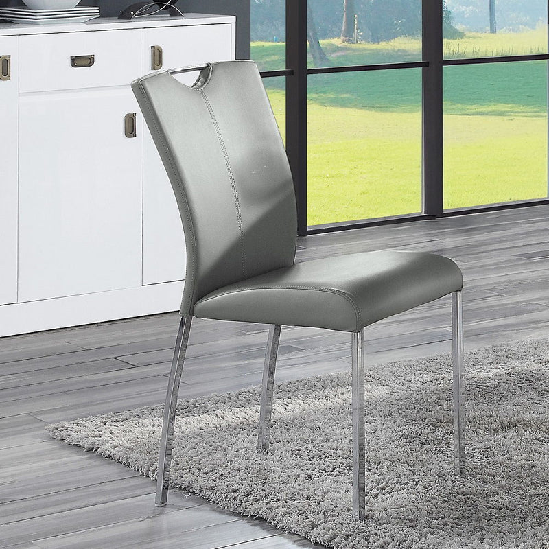 Pagan - Side Chair (Set of 2) - Gray Synthetic Leather & Chrome