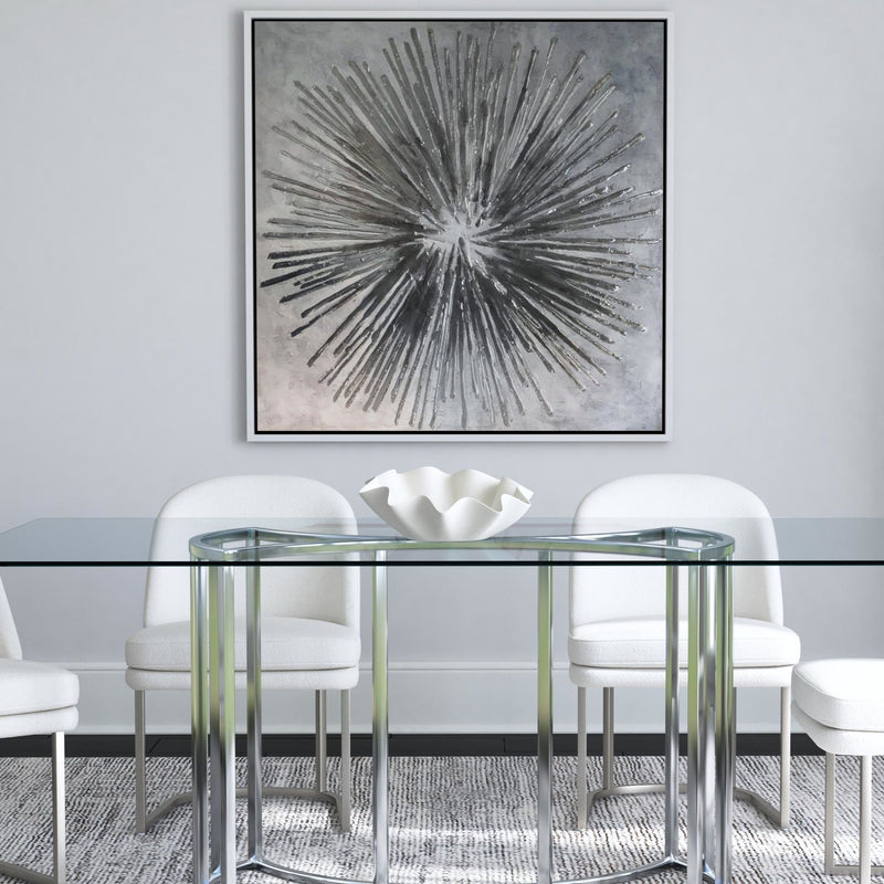Energy Burst Canvas Art - Pearl Silver