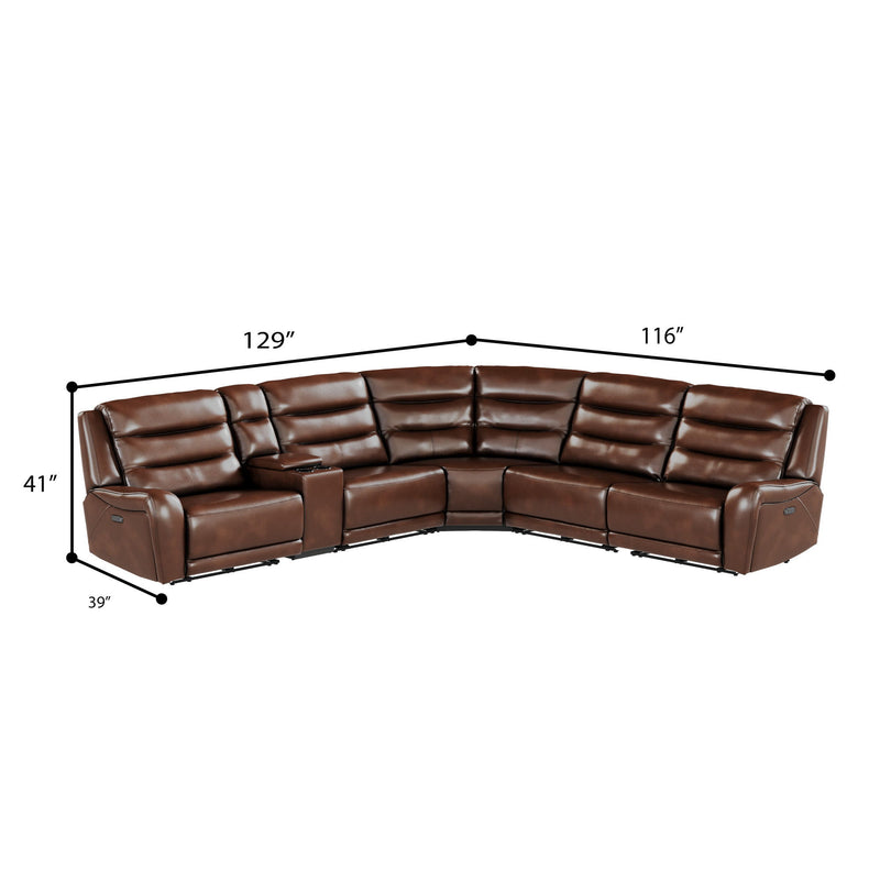 Duluth - 6 Piece Dual Power Sectional - Dark Brown