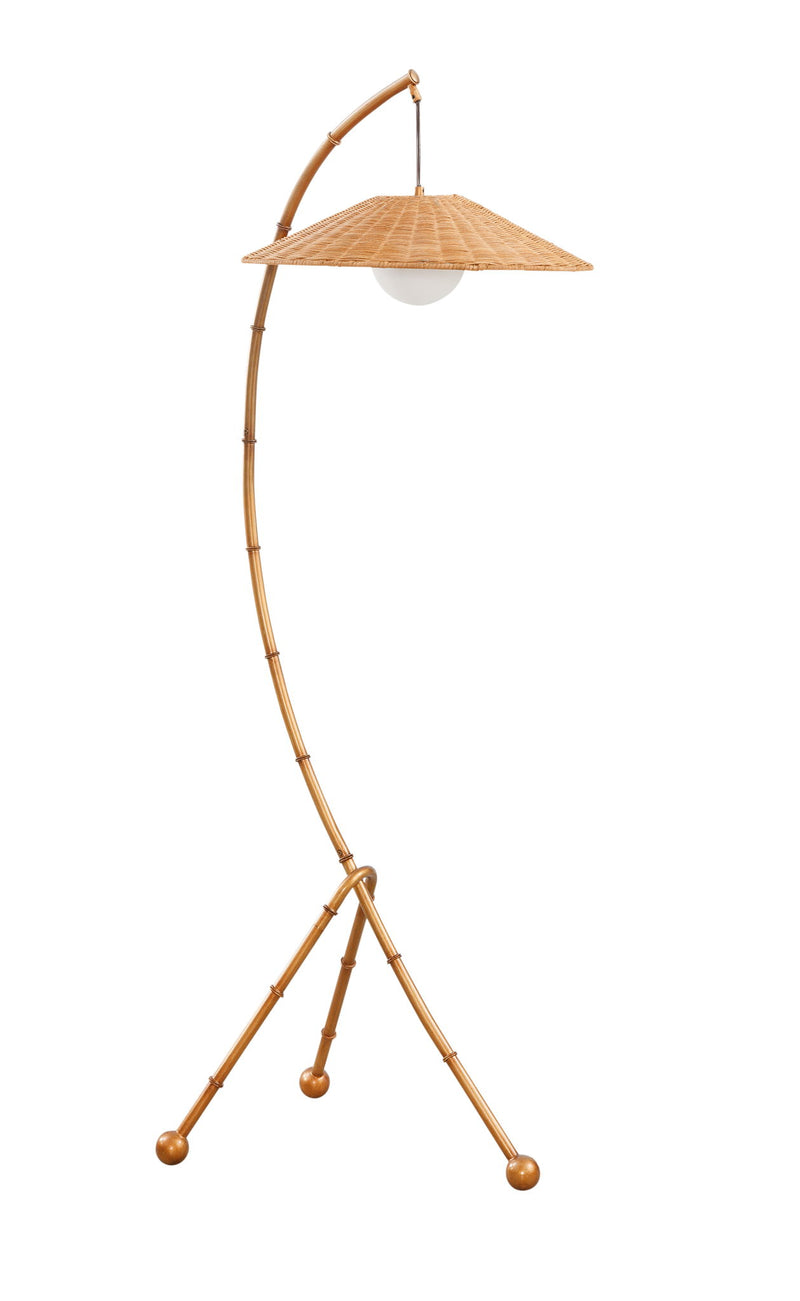 Frond - Floor Lamp - Gold / Rattan