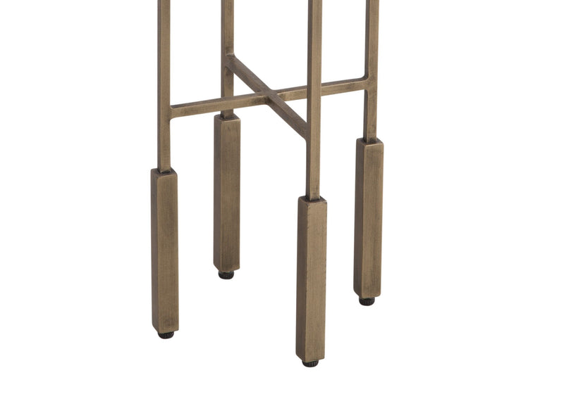 Lucia - Accent Table - Antique Brass / Beige Travertine