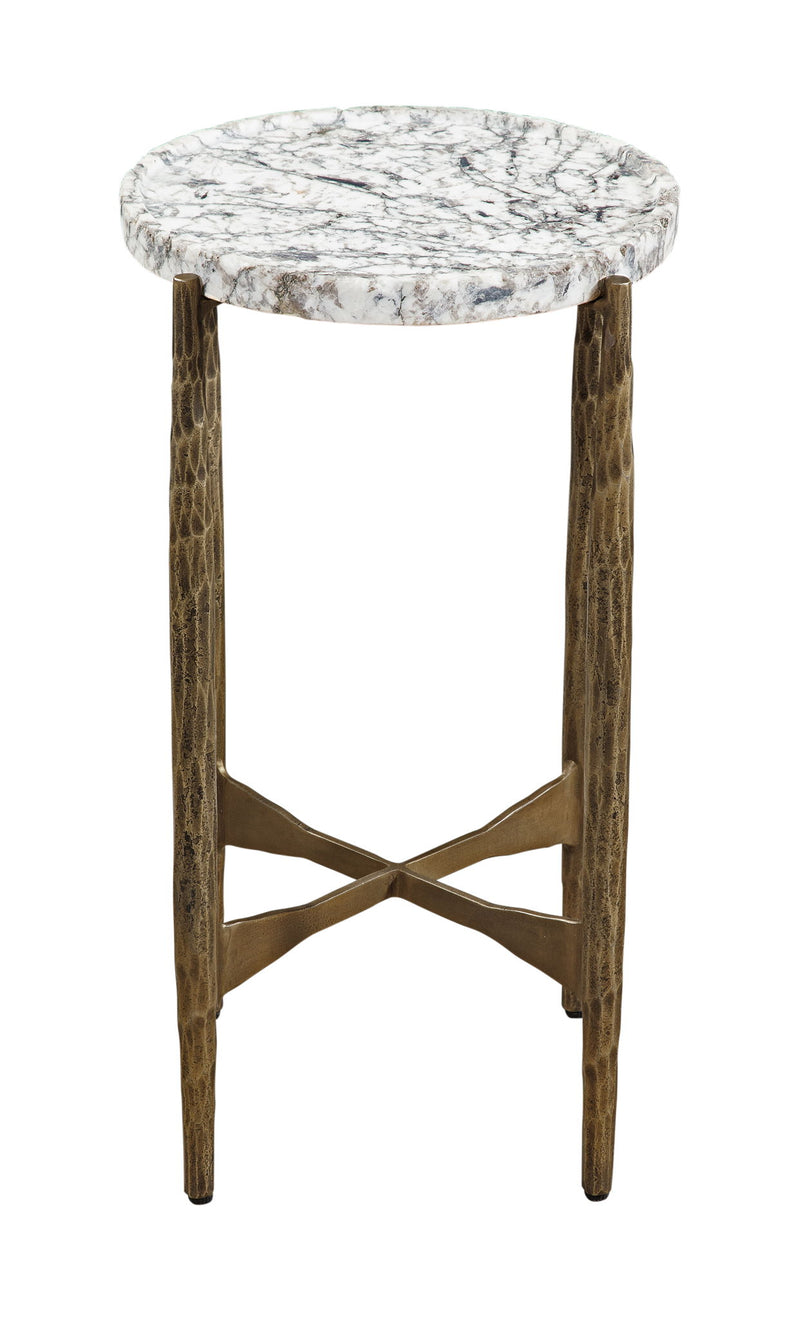 Soren - Accent Table - White / Gray / Brass